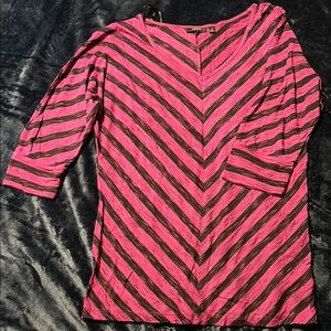 Apt. 9 Pink Tunic with Black Chevron Stripes